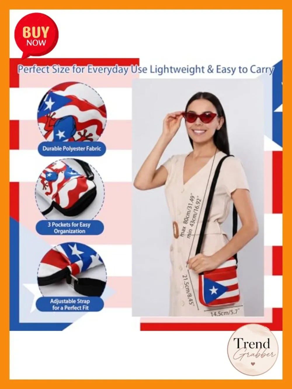 Puerto Rico Crossbody Bags - 6 Pack, Oxford Cloth Mini Sling Purses for Travel